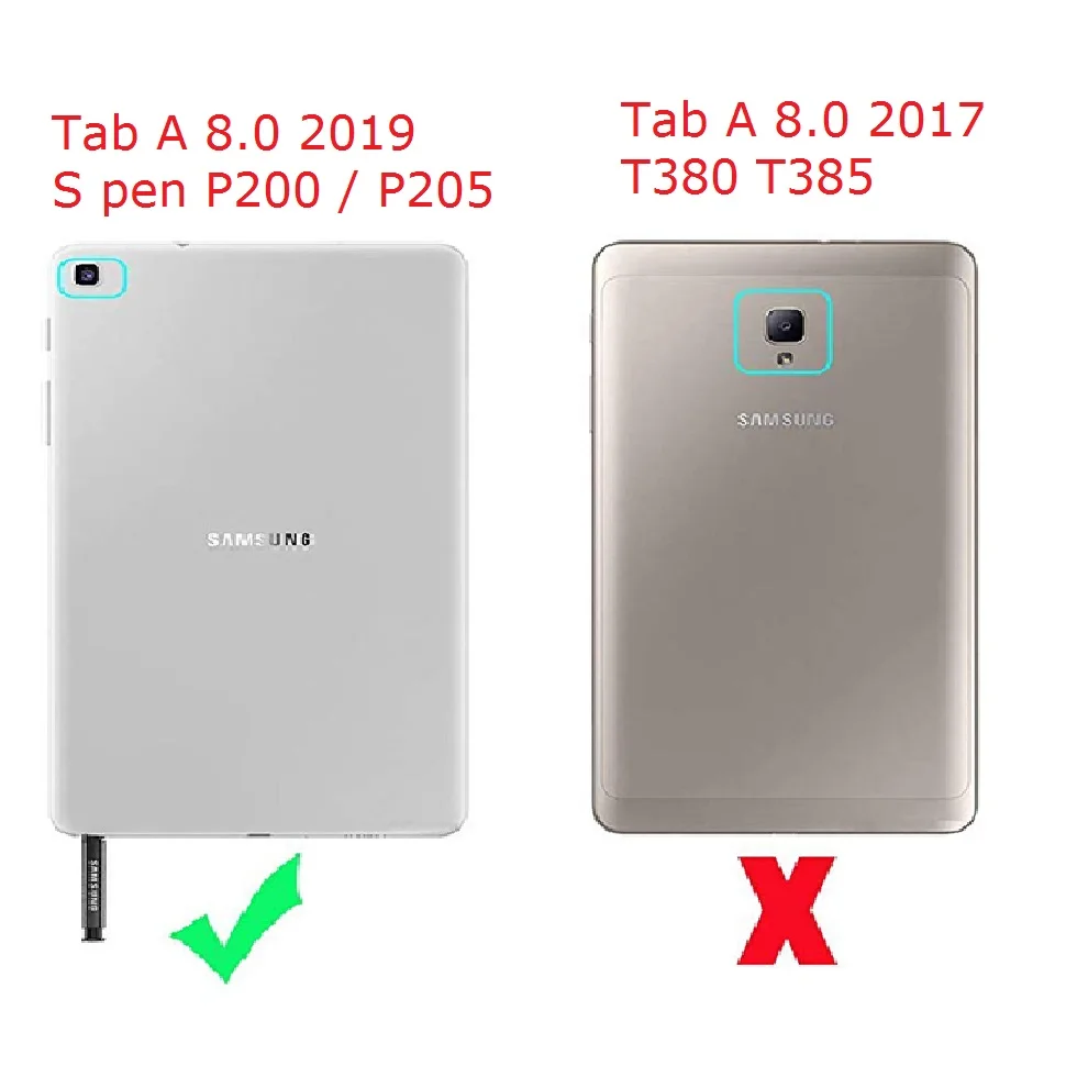 New Coque for Samsung Galaxy Tab A 8.0 2019 S Pen SM-P200 P205 Case 360 Rotation Smart PU Case for Samsung P200 P205 Cover 8.0'' 2