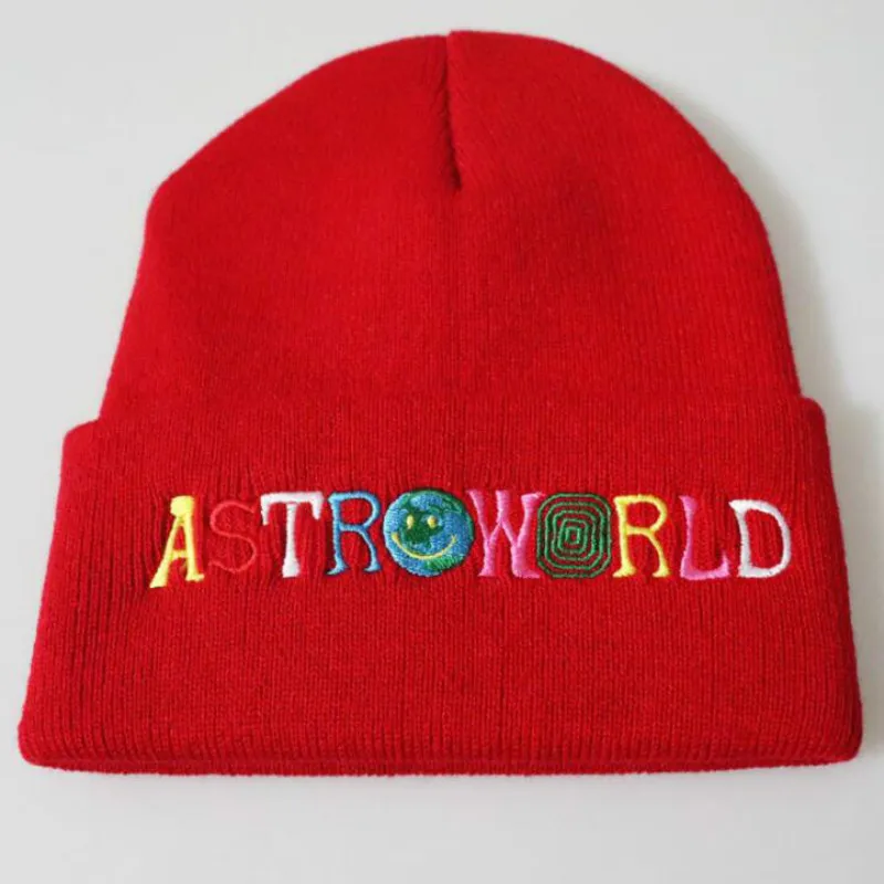 Вышивка буквы ASTROWORLD зимняя женская шапка хип-хоп astro world Skullies шапочка унисекс Теплая Лыжная Шапка мужская вязаная шапка
