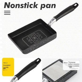 

Frying Kitchen Restaurant Non Stick Japanese Tamagoyaki Omelette Pan Cooking Tool Rectangle Artificial Diamond Coating Portable