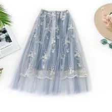 Женские Асимметричные тюлевые юбки Эластичная Высокая талия сетчатая юбка-пачка со складками Длинная Юбка-миди Saias Faldas Jupe Femmle