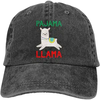 

Unisex Adults Vintage Washed Baseball Cap Adjustable Dad Hat - Pajama Llama Black