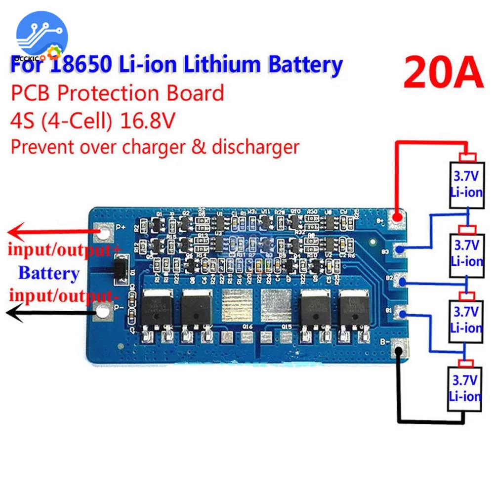 Bms 4S 20A Защитная плата для литий ионной литиевой батареи 18650 14 8 в 16 защитный модуль