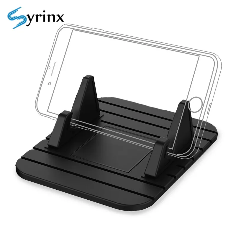 black color Syrinx нескользящий Автомобильный держатель для телефона для iPhone samsung Смартфон gps приборная панель силиконовый коврик Подставка Кронштейн простой сотовый телефон держатель - Цвет: black color