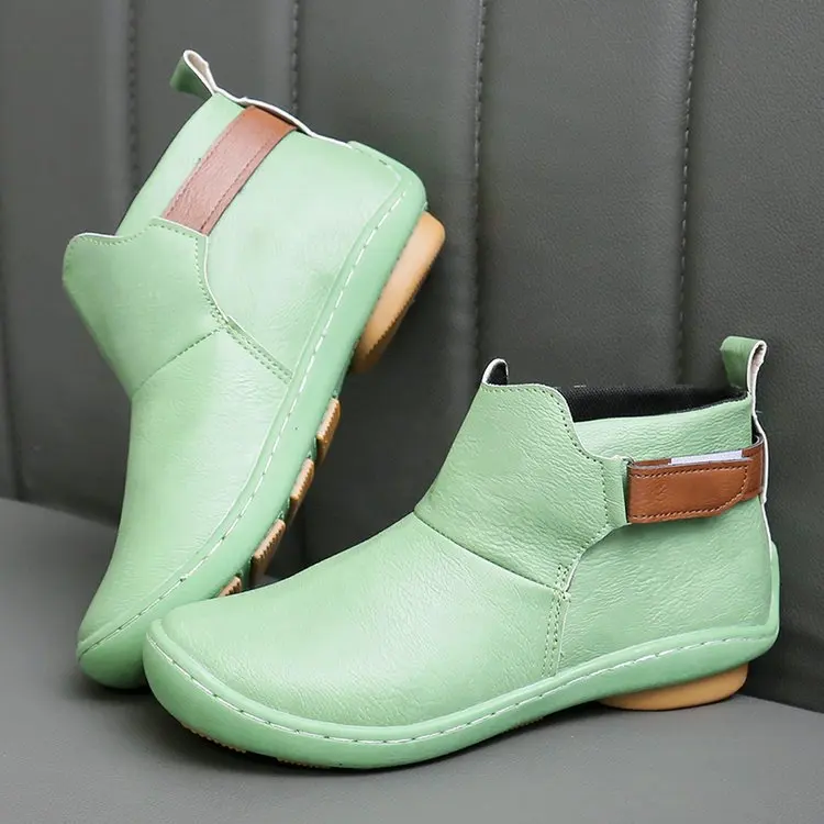 Green W-Explosion/модные однотонные повседневные Нескользящие осенне-зимние новые женские ботинки с круглым носком; большие размеры - Цвет: Green