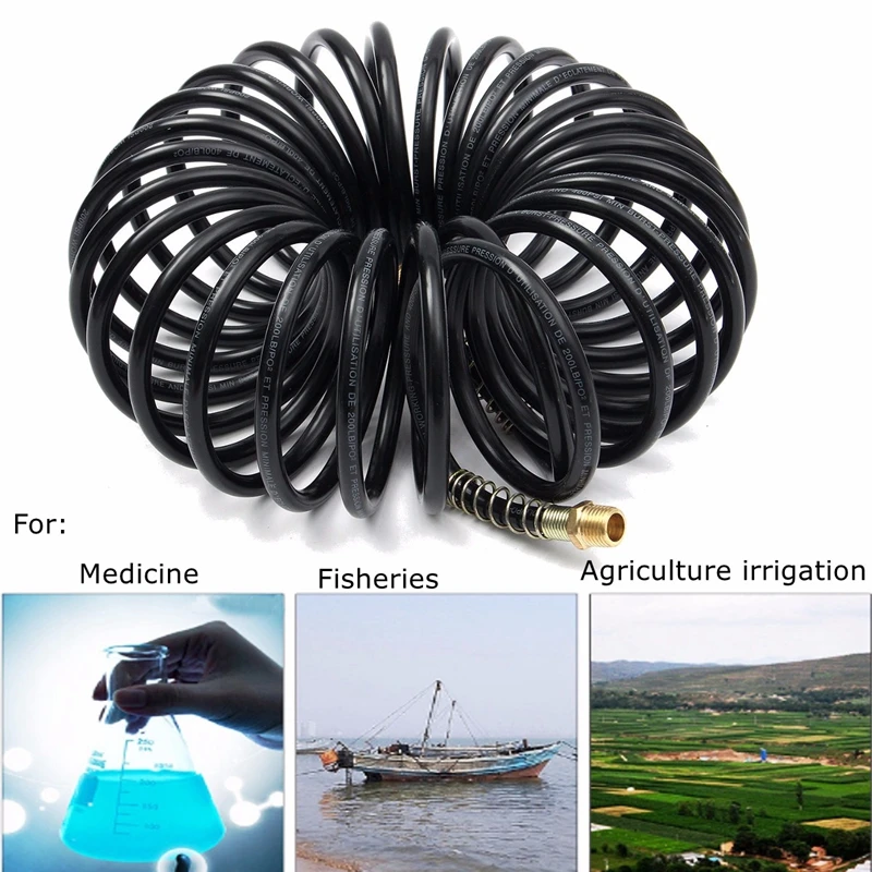

8mm Air Compressor Recoil Hose Air Recoil Hose Line Spring Tube Coil Tools Kit 25FT 1/4''NPT 150PSI Compressor Line Tool