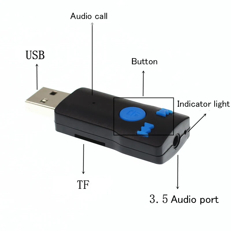 Автомобильный мини беспроводной USB Bluetooth приемник 3,5 мм адаптер Портативный кардридер музыкальный адаптер управления аксессуары Поддержка Прямая поставка