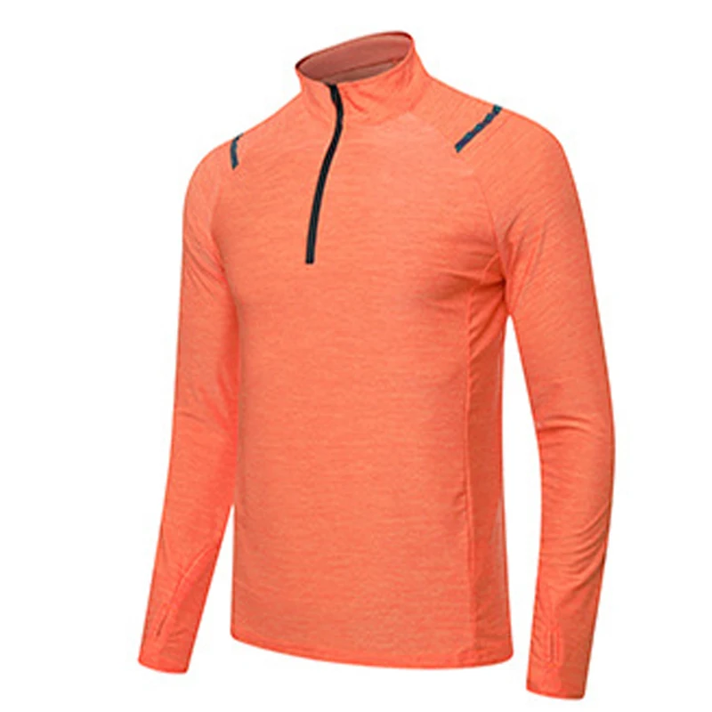 Summer Quick Dry Elastic Running Shirts Men Women 1/4 Zipper Long Sleeve T-Shirt Gym Fitness Workout Sportswear Tops Customize 2