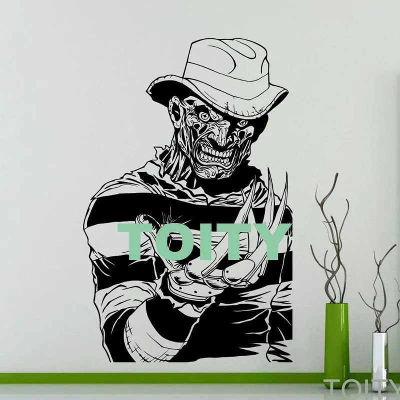 Freddy Krueger стикер на стену Jason Voorhees виниловая наклейка Майкл Майерс Leatherface Hellraiser Pinhead фильм ужасов маньяки плакат