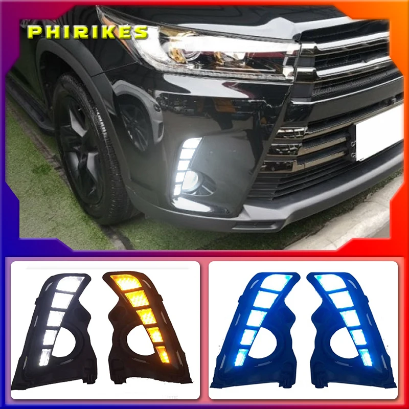 

For Toyota Highlander 2018 2019 2020 Yellow Turn Signal Style Relay Waterproof Car DRL 12V LED Daytime Running Light Day light