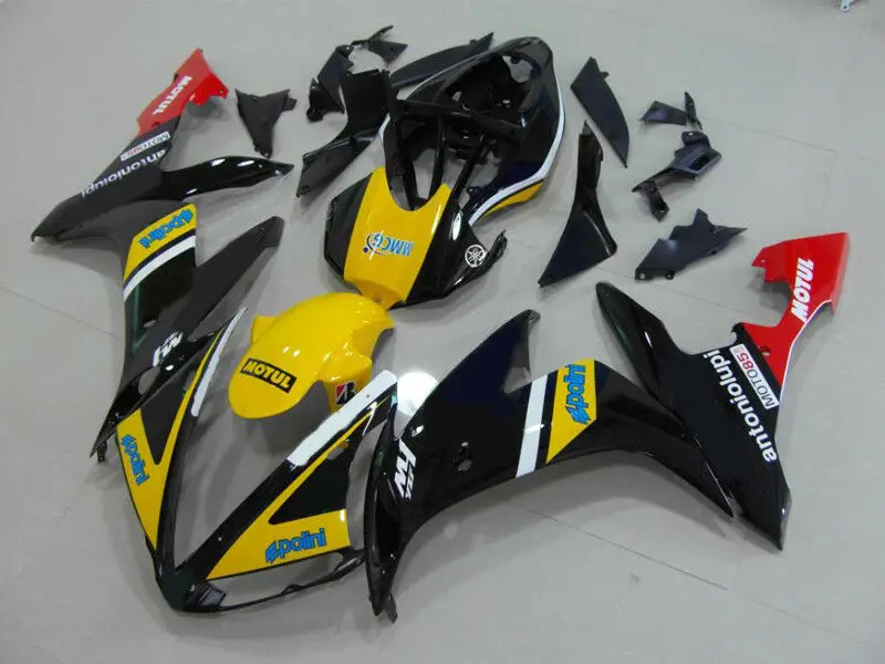 ABS литья под давлением мотоцикл обтекатели комплект подходит для YAMAHA YZF-R1 2004 2005 2006 R1 04 05 06 набор кузова желтый черный