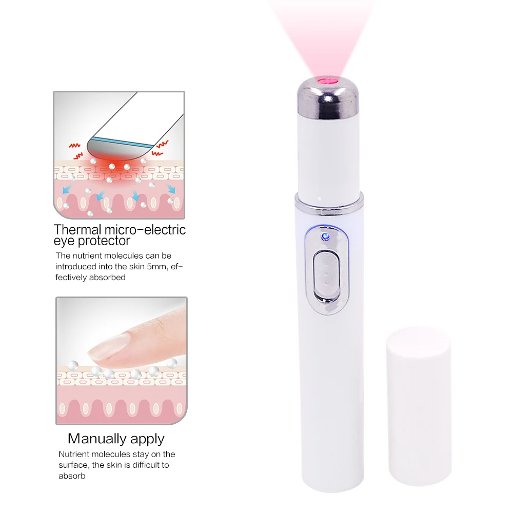 Красный светильник, лазерная ручка для лечения акне, устройство для удаления морщин, массажер для лица, инструменты для ухода за кожей глаз