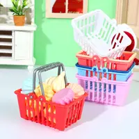 Mini Shopping Basket For Doll House Food Basket Supermarket Shopping Toy Miniature Furniture Model Props Doll Accessories 2