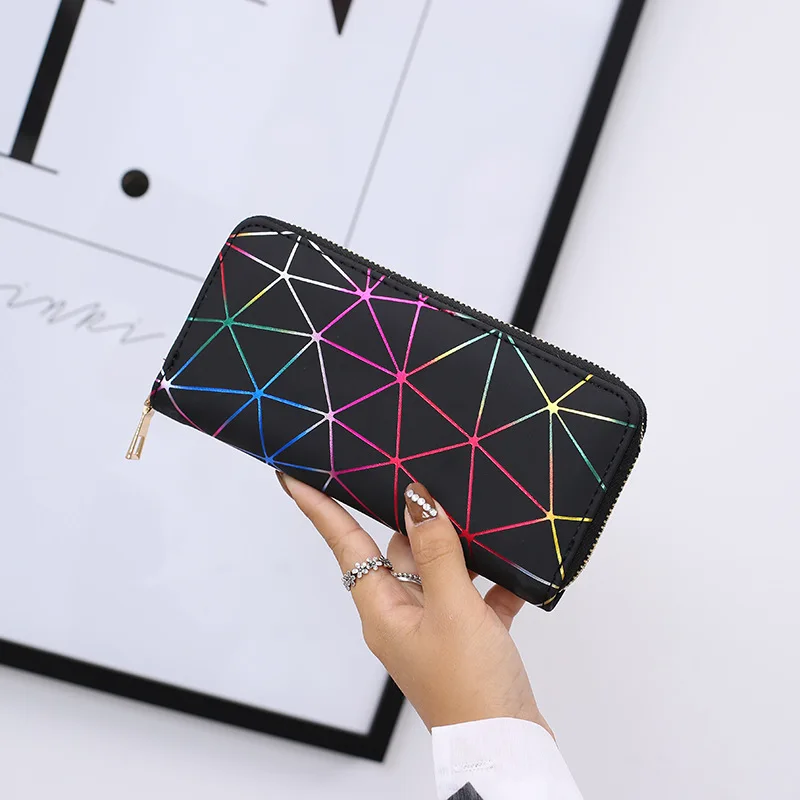 

Hot Sales Hot Selling Rhombus Wallet Geometry Colorful Large Wallet Women's Long Mobile Phone Bag Wallet Cross Border Wholesale