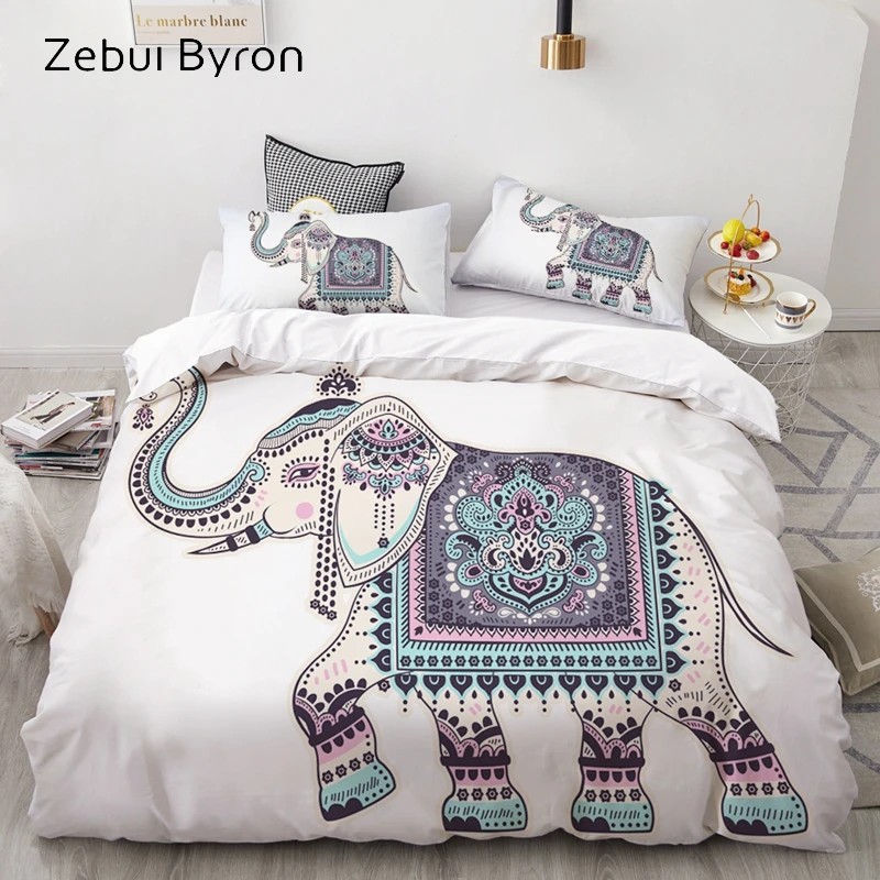 

3D Bedding Set Custom/USA Queen/King/Europe,3PCS Duvet Cover Set,Quilt/Blanket Cover Set,Bed set Bohemian Elephant,drop shipping