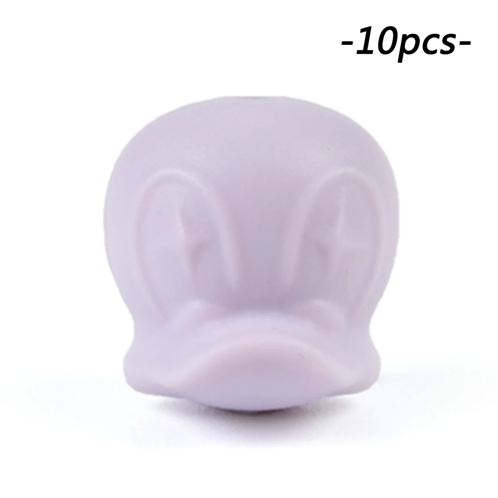 lavender fog LOFCA 10 шт. Дональд бисер силиконовый без бисфенола А животное утка Прорезыватель бусины, прорезыватель аксессуары пищевой кольцо для соски изготовление - Цвет: lavender fog