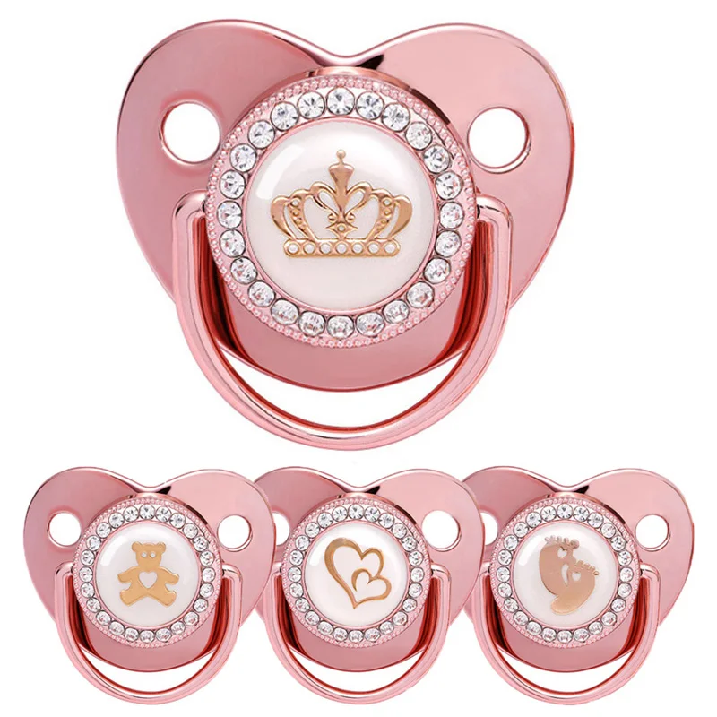 Silicone Pacifier Baby Pacifier Rose Gold Bling Teether BPA Free Newborn Soother Nipple Dummy Shower Gifts