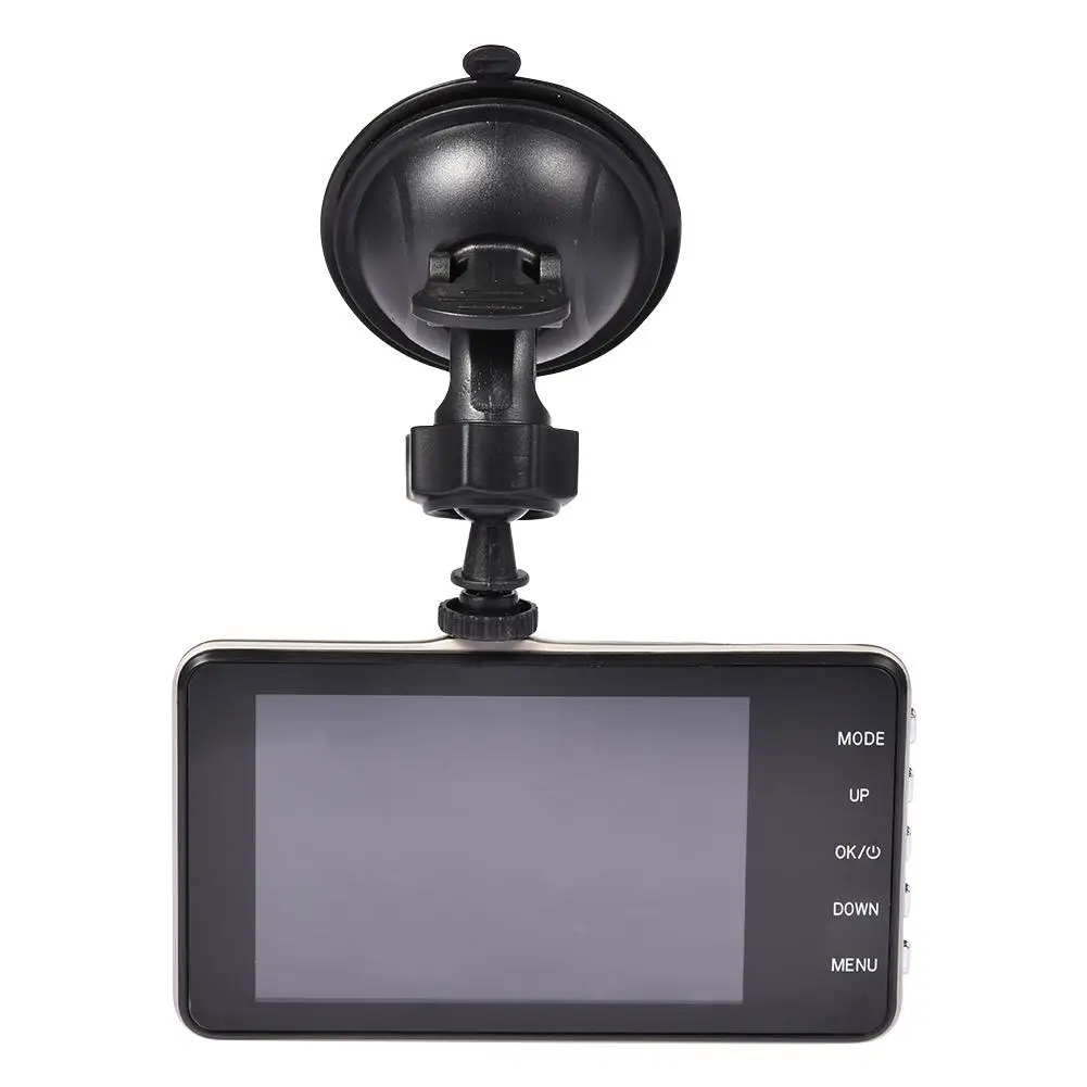 4 дюйма ЖК дисплей Экран 170 градусов Dash Cam Двойной объектив HD 1080P Камера