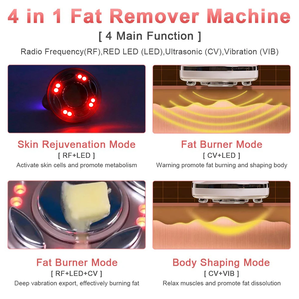 Beauty Star RF Cavitation Ultrasonic Slimming Massager Machine LED Fat Burner Anti Cellulite Lipo Skin Tightening Weight Loss