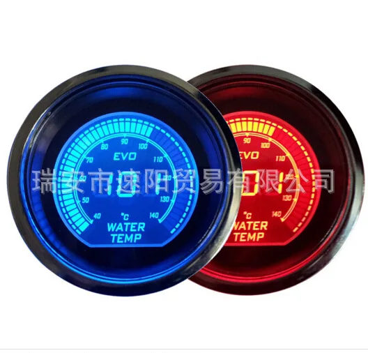 

2-Inch 52 Size LCD Black And White with Pattern Case Double Color with Numbers Explicit Water Thermometer Automobile Instrument