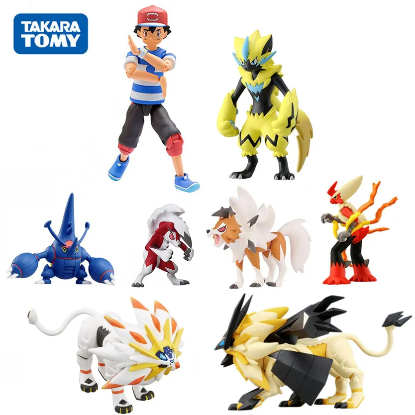 Takara Tomy мультфильм Кетчум Lycanroc heracast Solgaleo Zeraora фигурку игрушки Аниме фигурки