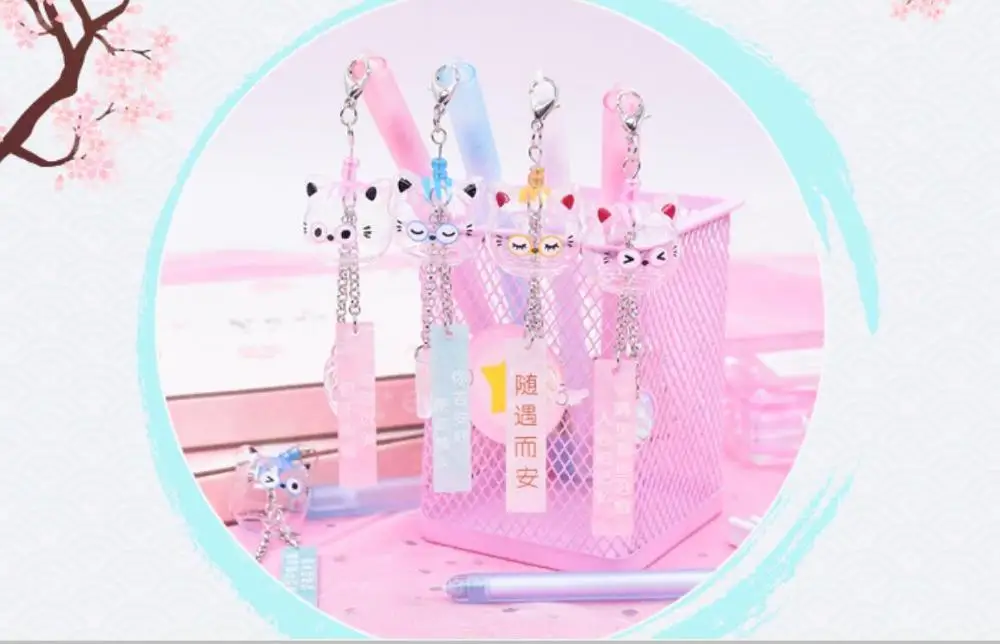 Pretty cat Wind chime мультипликационная гелевая ручка, нейтральная ручка, студенческий приз, школьный офис, черная игольчатая ручка, рекламная подарочная ручка, 0,5 мм, 25 шт./лот