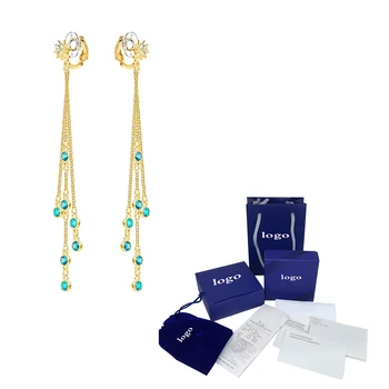 

MULIER SWA 2019 New Bohemia Earrings Long Gold Studs Asymmetric Piercing Earrings 5415742 Women Earrings Essentials Singles