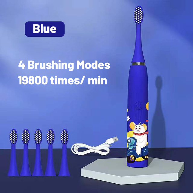Children Electric Toothbrush Cartoon Pattern Kids with Replace The Toothbrush Head Ultrasonic Electric Toothbrush