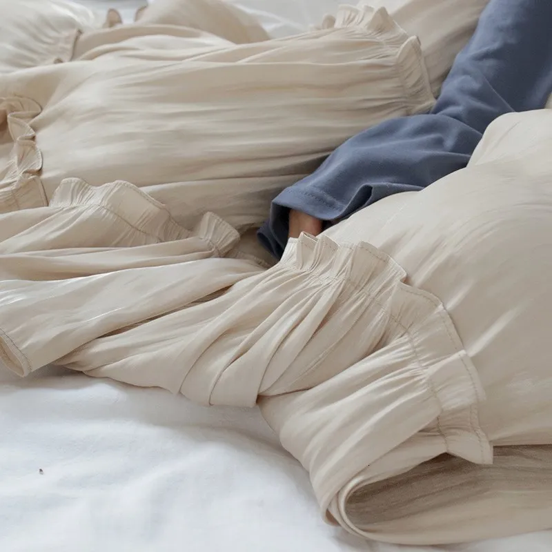 Spring Summer Solid Blue White Cake Layered Skirts Sweet Ruffles Chiffon Pleated Long Skirts High Waist A-Line Skirts