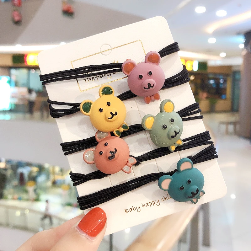 24 5 шт./компл. Новинка, принт с героями мультфильмов Kawaii, цветок Резинка для волос для девочек; резинка для волос, обтянутая тканью; резиновые ленты аксессуары тканью; прическа хвостик; повязка на голову Головные уборы - Цвет: 24