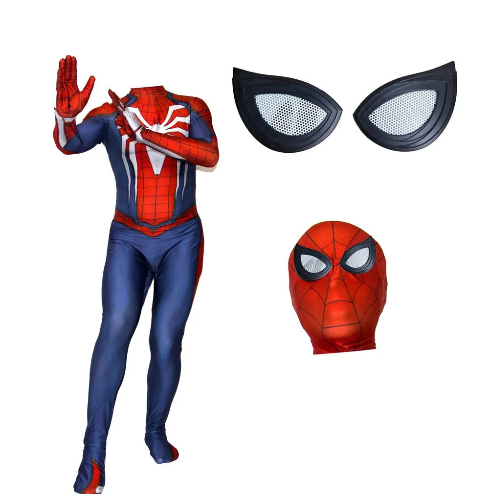 PS4 Insomniac игры человек-паук костюм зентай для косплея Человек-паук супергерой взрослый комбинезон костюм комбинезоны - Цвет: Синий