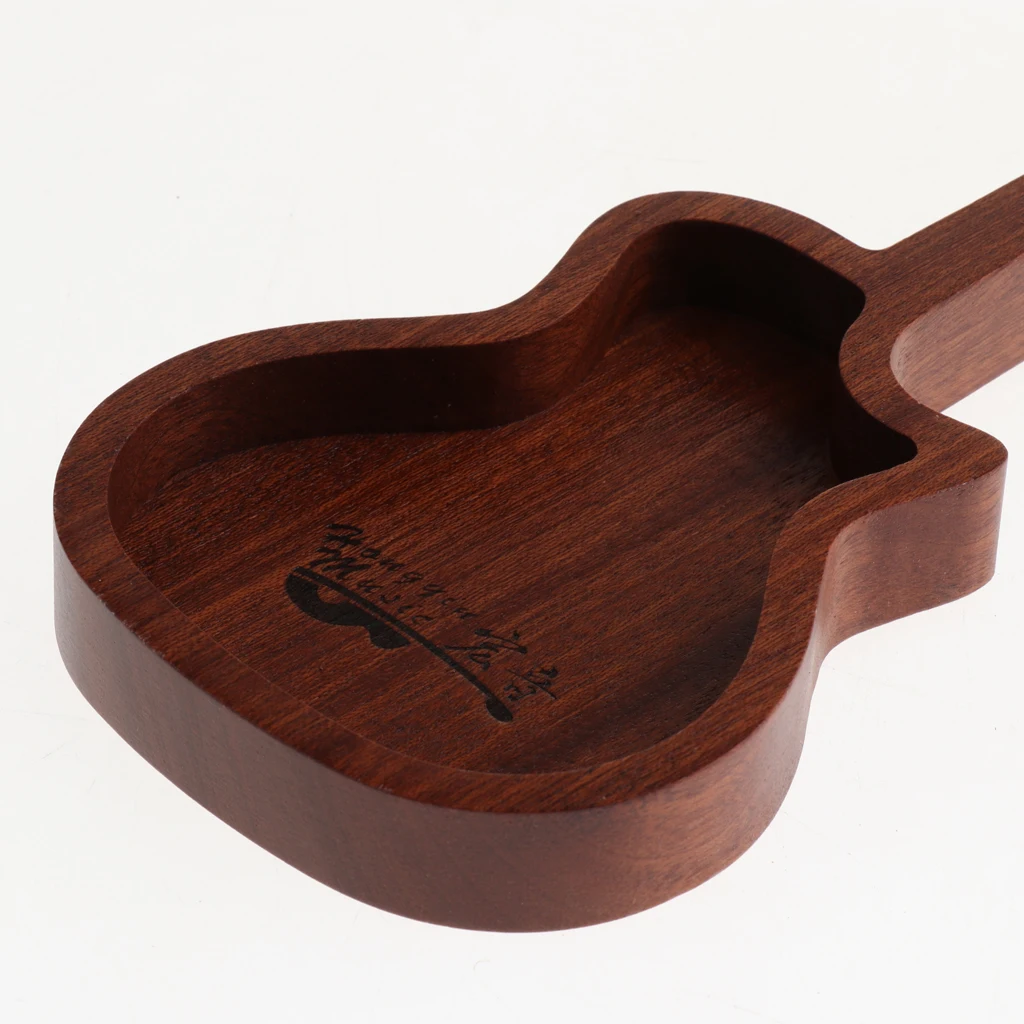 Durable Wooden Guitar Bass Pick Plectrums Box With 2pcs Picks