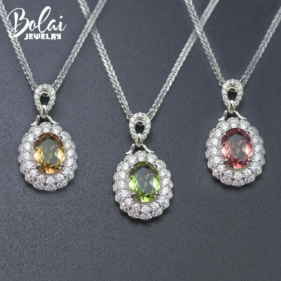 

Bolai unique color change diaspore pendant necklace genuine 925 sterling silver zultanit gemstone fine jewelry for women gift