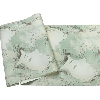 

PVC waterproof wear-resisting girl bedroom clothing store fashion wall decorationUnique abstract character sketch art wallpaper