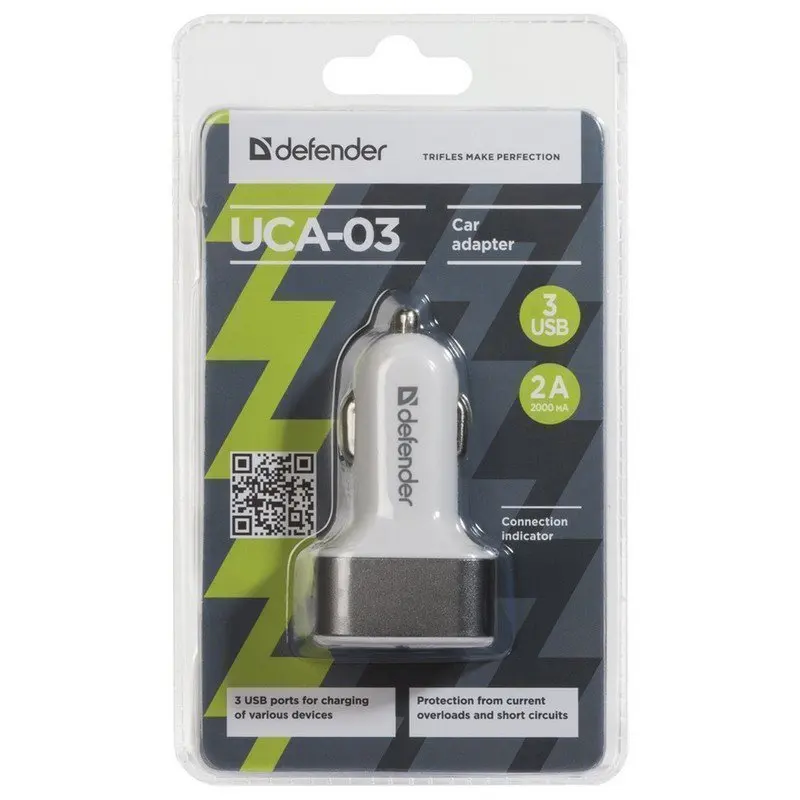 Зарядное устройство на 3 USB-порта автомобильное DEFENDER UCA-03 серое 83570 | Автомобили и