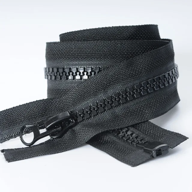 Meetee 2pcs 60-500cm 8# Double/Single Sliders Resin Zipper Open-End Auto Lock Zip DIY Down Jacket Tent Sewing Costume Accessory ZA138-SingleBlack