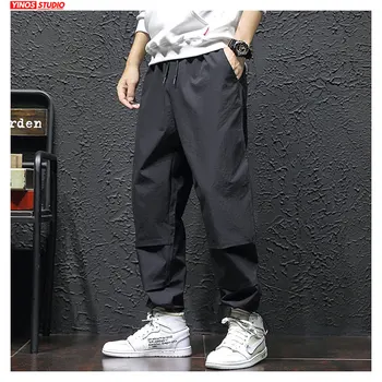 

Dropshipping Autumn Men Streetwear Causal Striped Pants Mens Japanese Solid Loose Pants Male Baggy Sport Harem Pants
