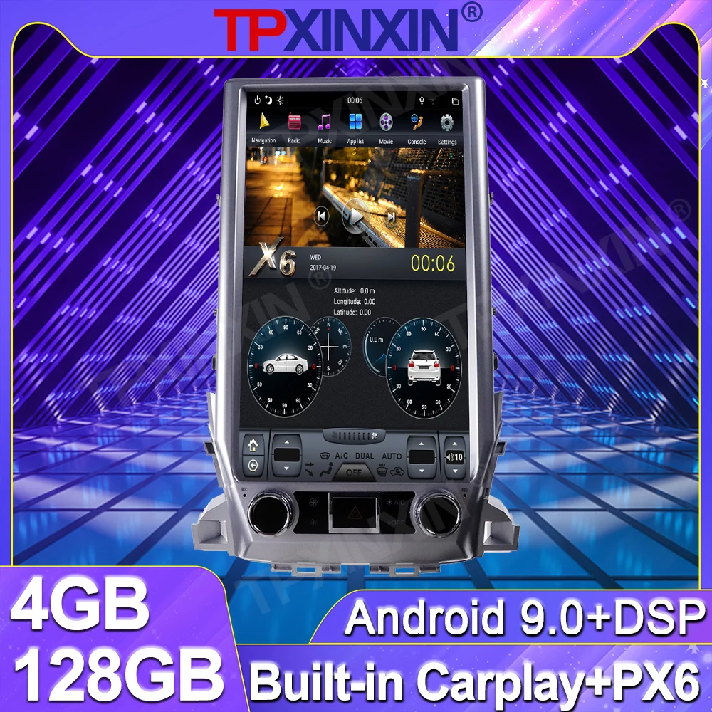 

Автомобильное радио, для Toyota Land Cruiser 200 LC200 2016 - 2019 Carplay, Android, вертикальный экран, мультимедийный плеер PX6, GPS-навигатор