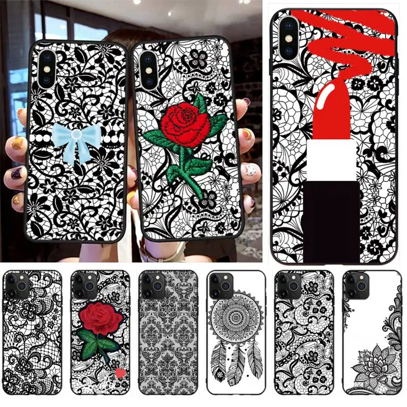 Сексуальный цветочный кружевной чехол для телефона с мандалой iphone 12 pro max 11 XS MAX 8 7 6