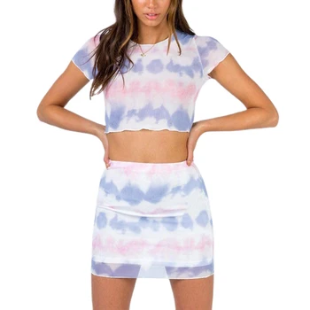 

2020 Women 2 Pieces Set Short Sleeveless Casual Streetwear Crop Top +Wrap Skirt Tracksuits Sexy Top And Skirt Summer Sets