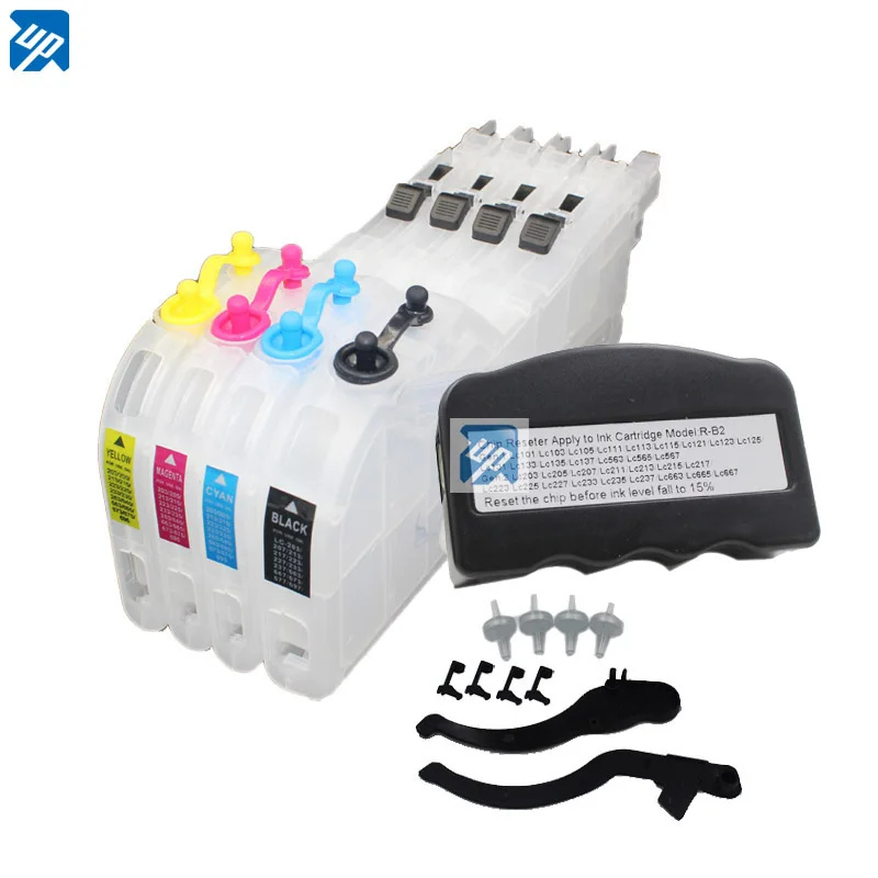refillable ink cartridge + chip resetter for brother LC203 LC213 LC223 LC233 LC205 LC207 LC209 LC237 LC663 LC123 lc133 long