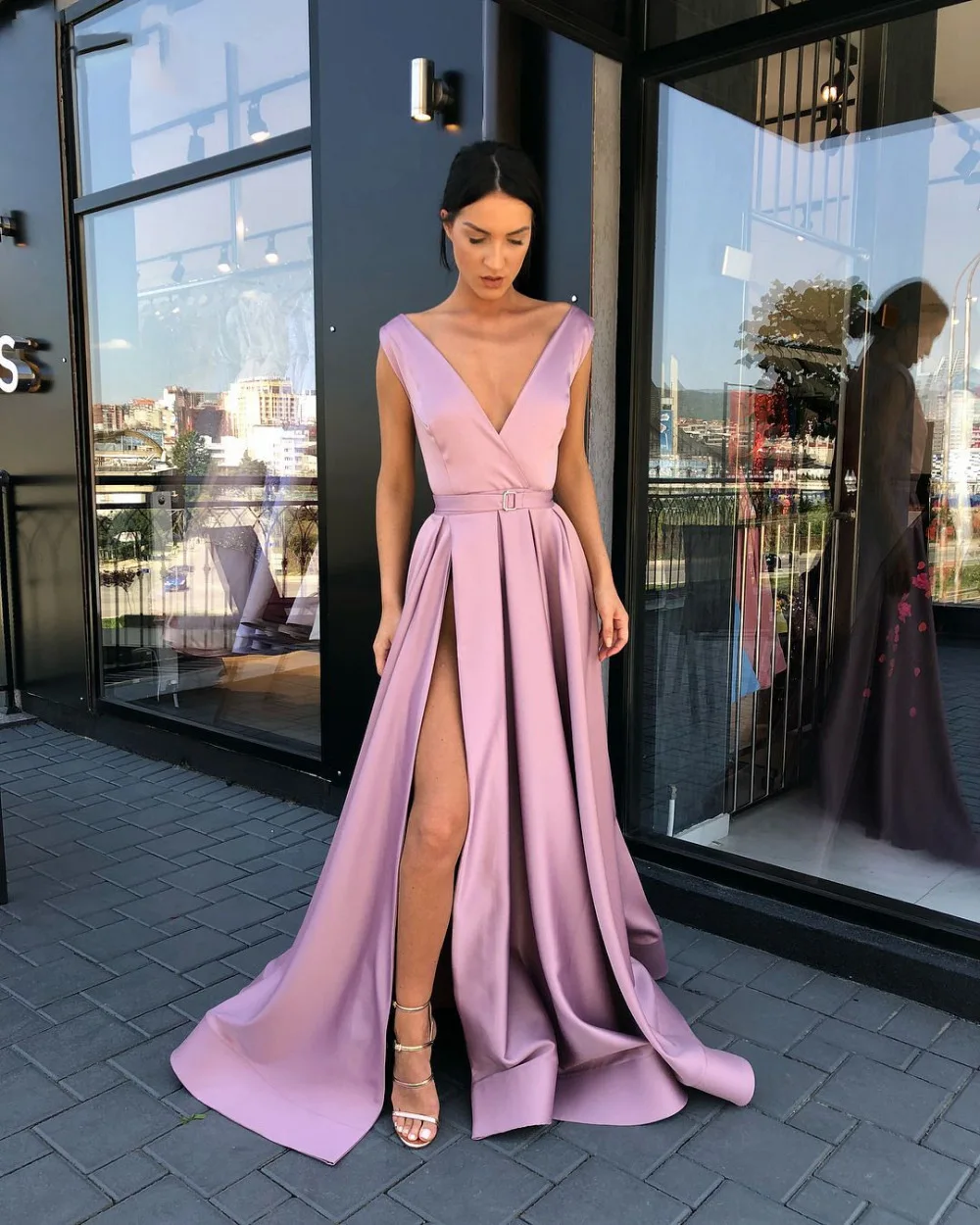 Фиолетовый Новинка, атласное вечернее платье, длинное вечернее платье, Vestido Noiva, вечерние платья для выпускного вечера, элегантное красное платье, платья для свадебной вечеринки, Cazdzy - Цвет: Фиолетовый