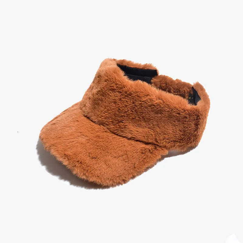 canmel Новинка, меховые теплые козырьки для женщин, зимняя шапка, плюплюшевая, теплая, Пустой Топ, шапка s, модная, одноцветная, бейсболки, женские, для улицы, козырек, Кепка - Цвет: canmel