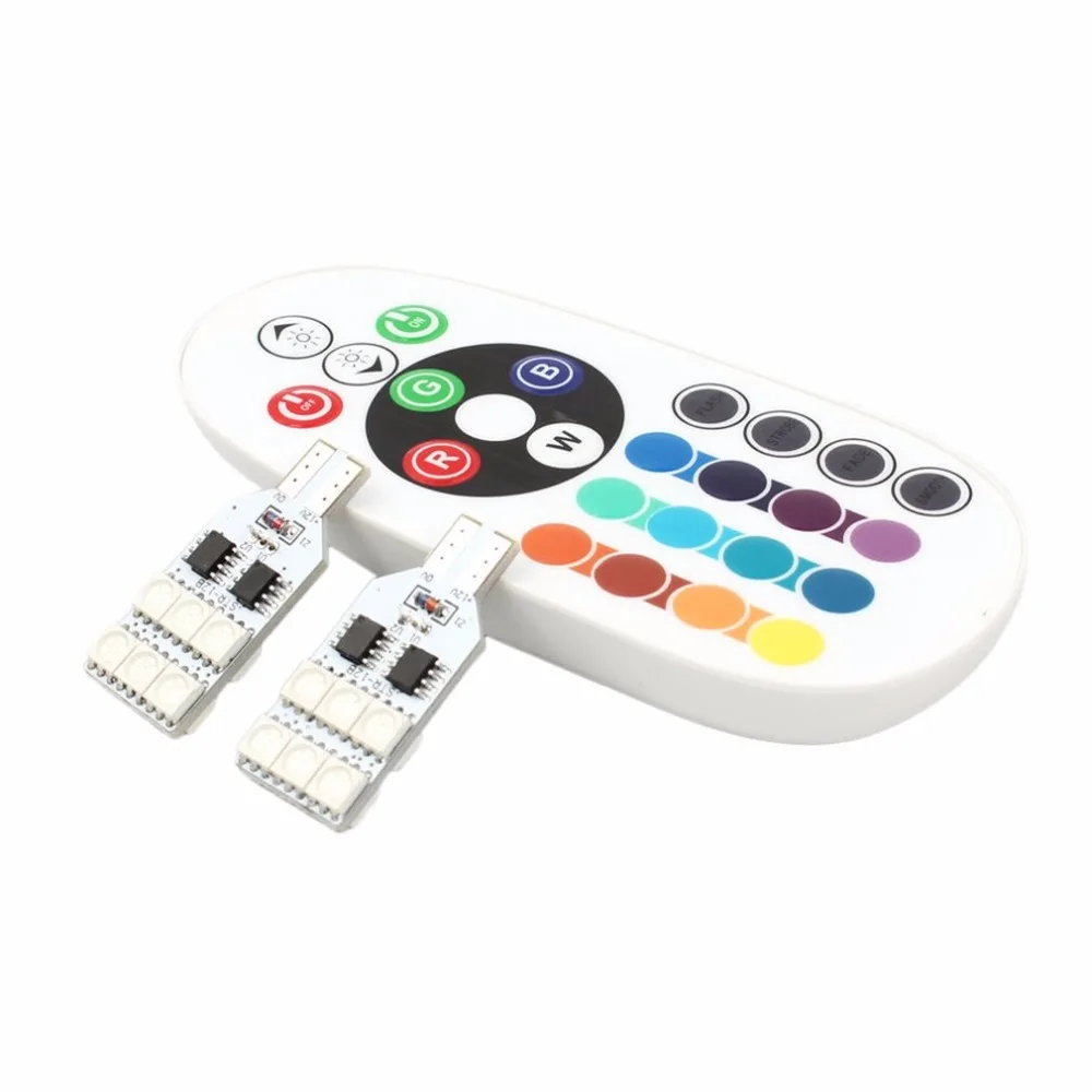 2 шт. T10 5050 12SMD RGB светодиодный светильник для чтения в салоне автомобиля с пультом дистанционного управления, Аксессуары Для Переоборудования Автомобиля