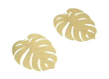 

Raw Brass Monstera Earring Charms - Monstera Necklace Charms - Necklace Findings - 2Pcs/Lot - 65.5x54.1x0.3mm - JJA4471