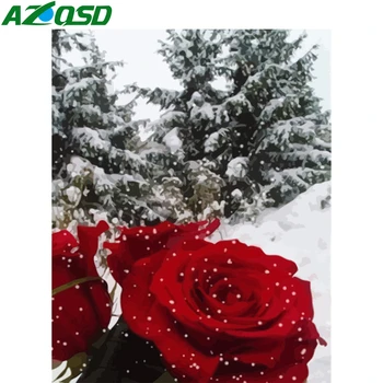 

AZQSD Color By Numbers Flower HandPainted Oil Painting By Numbers Red Black Drawing Canvas Unframed Home Decor Diy