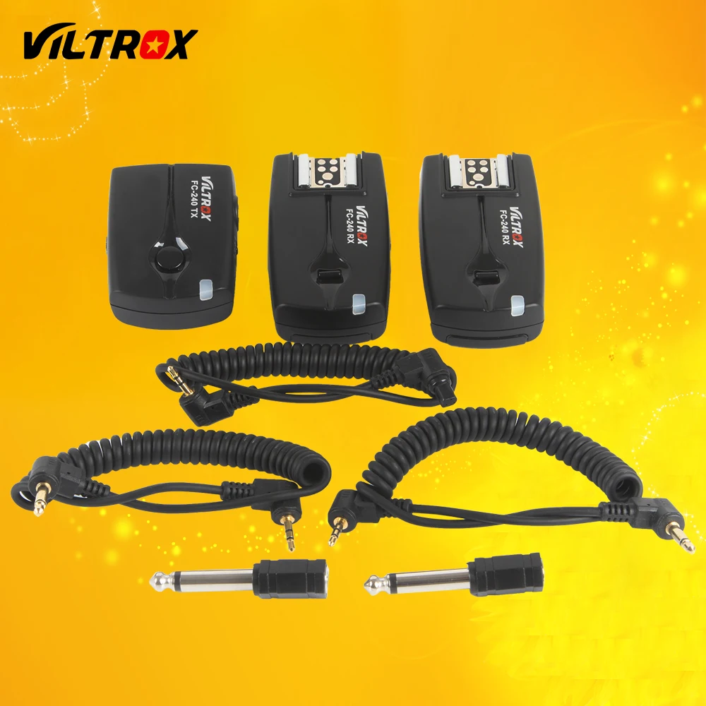 Viltrox Fc-240 Wireless Studio Stroboscopico Flash Trigger Camera Remote + 2 Ricevitori Per Canon 7D Mark Ii 6D 5D Iv Iii 1D 50D 40D Dslr