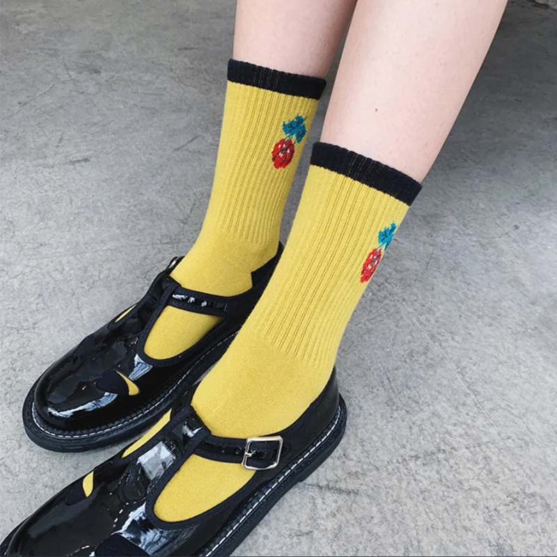 Jeseca японский Kawaii девушки сладкий Фрукты Вишня печати носки 2019 Новая мода Harajuku винтажные уличные носки женские носки с героями мультфильмов