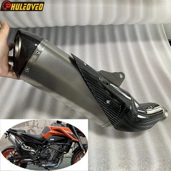 Titanium Alloy Motorcycle Exhaust System for KTM 790 DUKE 2018-2023 890DUKE R/GP 21-23 Motorbike Muffler Link Pipe Carbon Shield