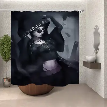 

Gothic Girl Black Cool Waterproof Polyester Fabric Shower Curtain