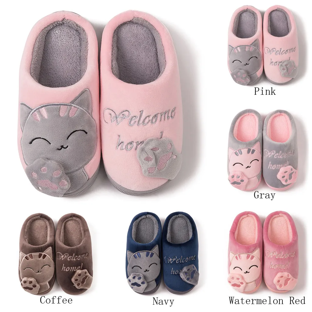 Kids Baby Boys Girls Winter Slippers Cartoon Cat Non-slip Home Indoors Shoes Warm Casual kids shoes pantuflas Sapato Infantil